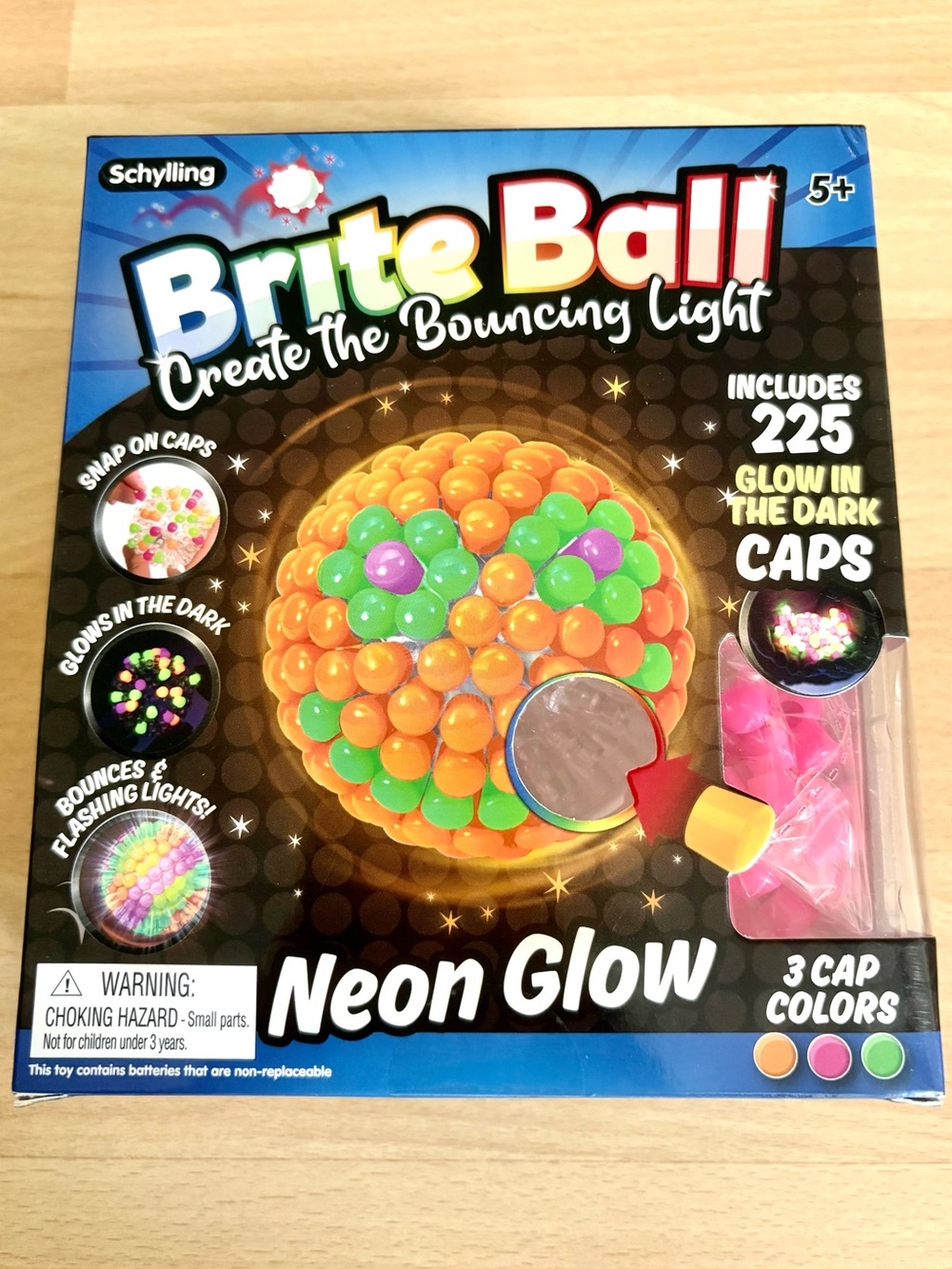 Schylling Brite Ball Bouncing Light Toy NEON GLOW in the Dark *NEW*